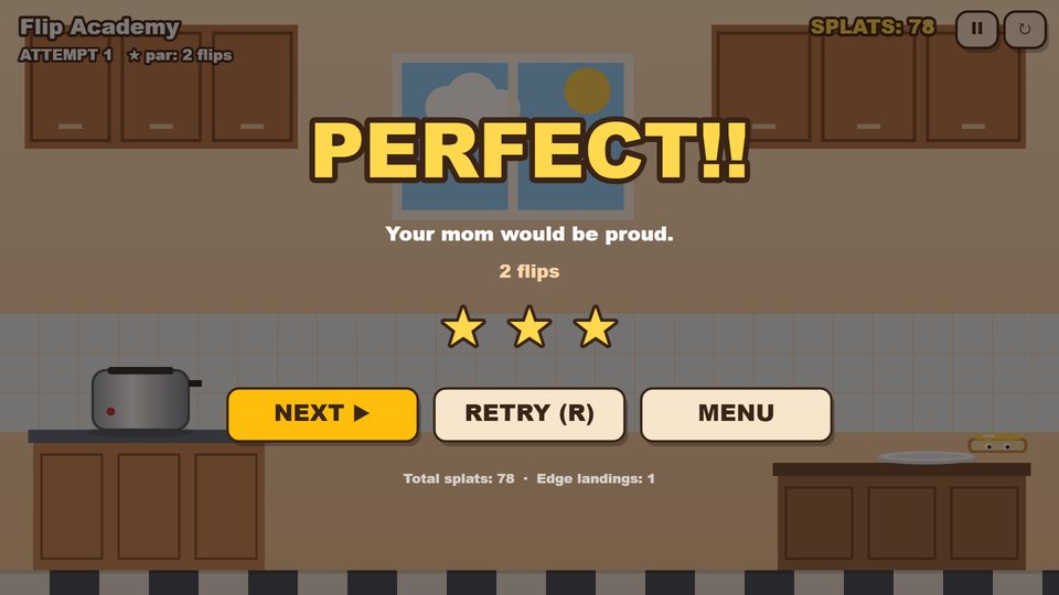 A perfect butter-side-up landing
